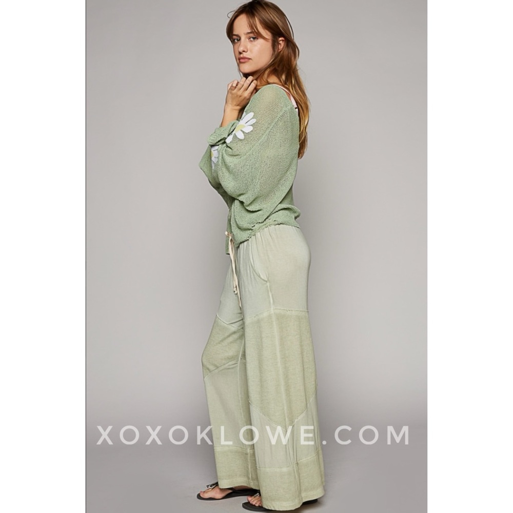 LAST ONE POL Sage Wide Leg Summer Palazzo Pants Loose Knit Lightweight - Picture 6 of 16